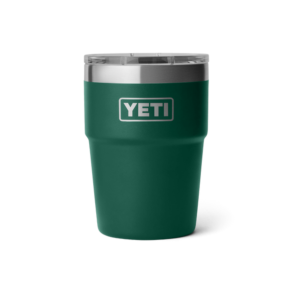 YETI Rambler® 16 oz (473 ml) Stapelbarer Becher Black Forest Green