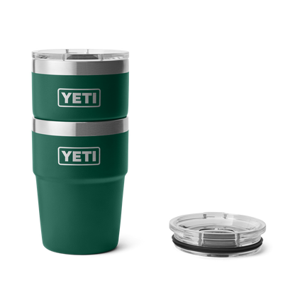 YETI Rambler® 16 oz (473 ml) Stapelbarer Becher Black Forest Green