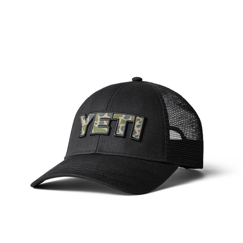 YETI Camouflage-Logo-Badge Trucker-Cap Schwarz